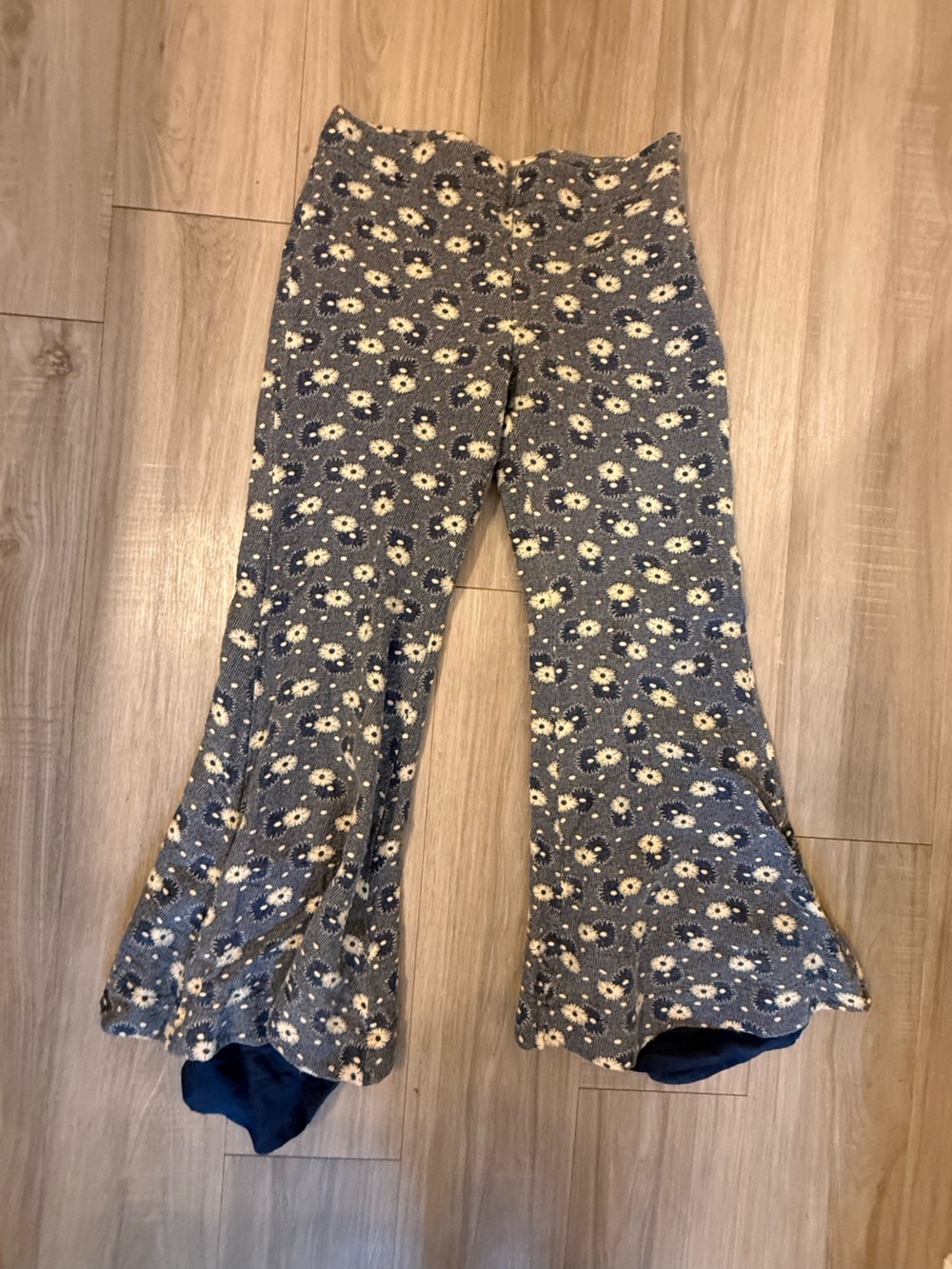 Alix of Bohemia Navy and Cream Floral Wool Silk Pants